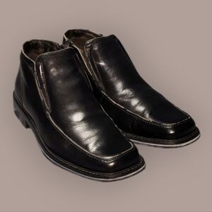 Men Vintage Leather Black Ankle Boots By Florsheim Size 7.5.